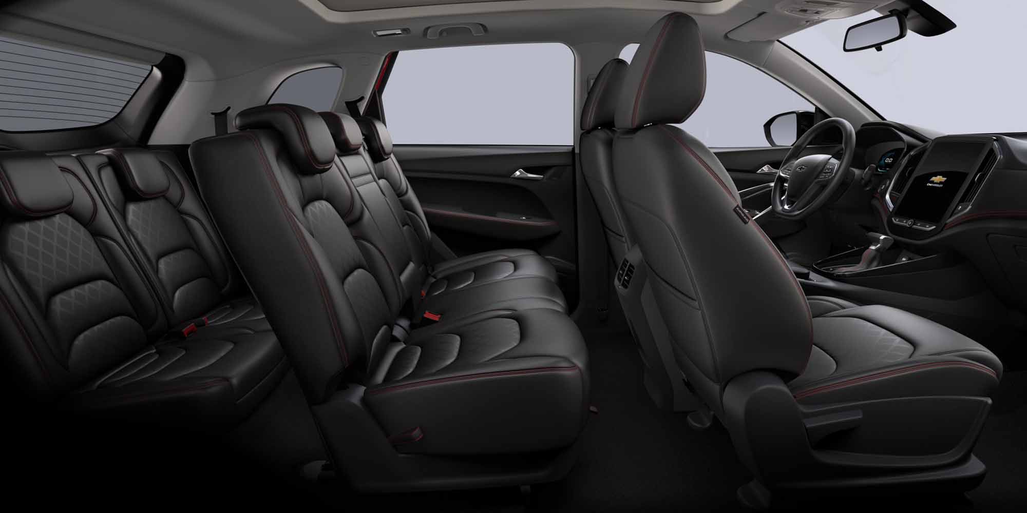 Interior con asientos en color negro de la Chevrolet Captiva XL